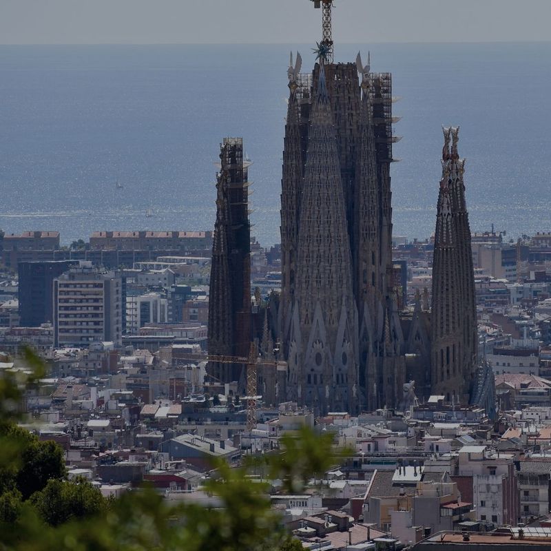The Sagrada Família above the Barcelona skyline